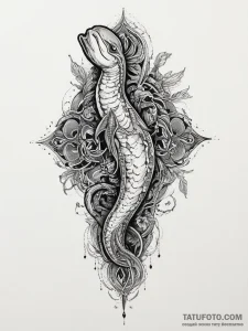 Tattoo sketch electric eel, tattoo line art,... - эскиз тату (№1757064817_0, 05.09.2025 09:33) — Tatufoto.com