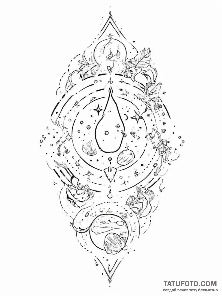 Tattoo sketch cosmic tale - эскиз тату (№1757065012_0, 05.09.2025 09:36) — Tatufoto.com