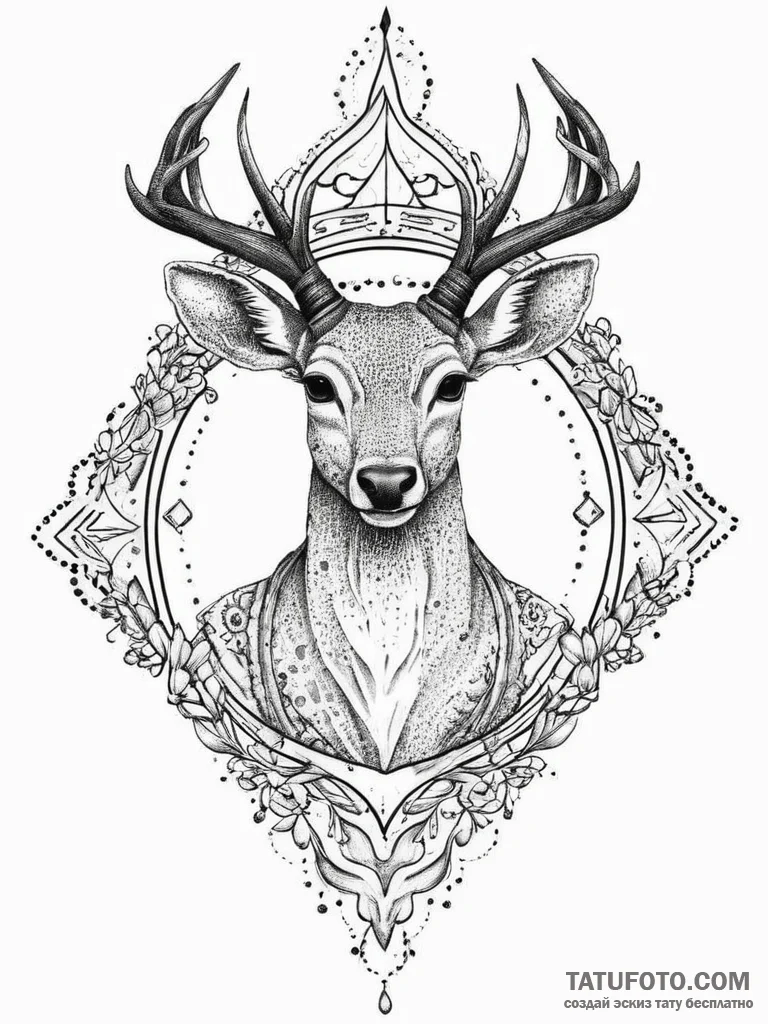 Tattoo sketch elegant doe tattoo, tattoo draw... - эскиз тату (№1757065409_0, 05.09.2025 09:43) — Tatufoto.com