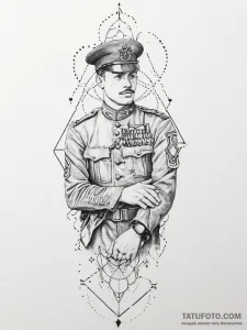 Tattoo sketch soldier with a prince, tattoo f... - эскиз тату (№1757069519_0, 05.09.2025 10:51) — Tatufoto.com