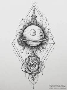 Tattoo sketch space, ink illustration for tat... - эскиз тату (№1757071529_0, 05.09.2025 11:25) — Tatufoto.com