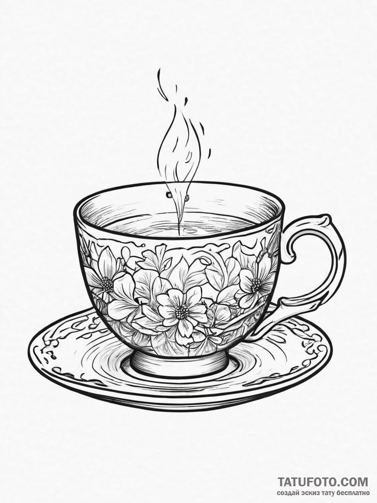 Tattoo sketch teacup tattoo, tattoo flash she... - эскиз тату (№1757071723_0, 05.09.2025 11:28) — Tatufoto.com