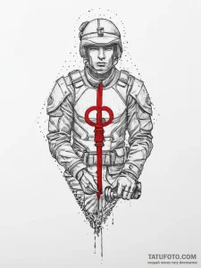Tattoo sketch soldier with a key, tattoo line... - эскиз тату (№1757072111_0, 05.09.2025 11:35) — Tatufoto.com