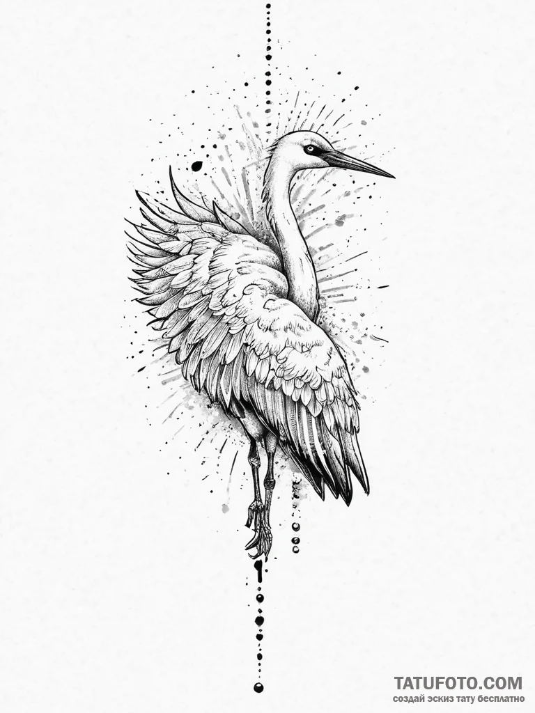 Tattoo sketch crane, tattoo sketch design, do... - эскиз тату (№1757072504_0, 05.09.2025 11:41) — Tatufoto.com