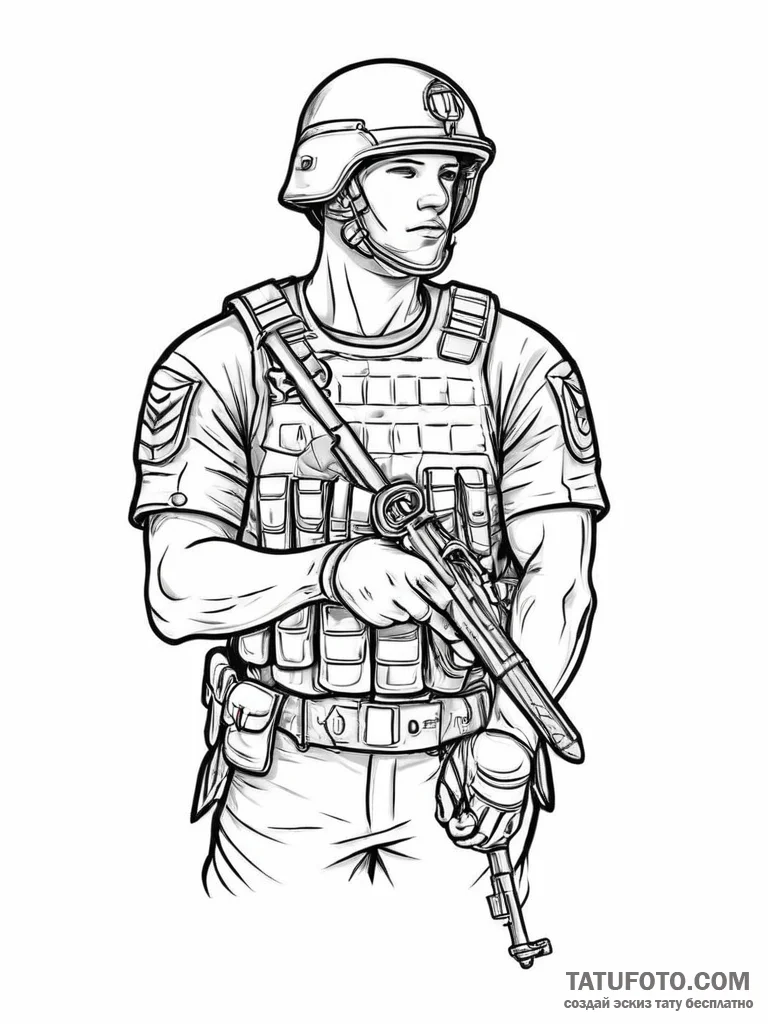 Tattoo sketch soldier with a key, tattoo sket... - эскиз тату (№1757072709_0, 05.09.2025 11:45) — Tatufoto.com