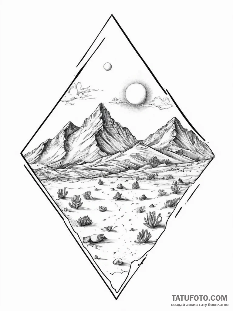 Tattoo sketch desert - эскиз тату (№1757072906_0, 05.09.2025 11:48) — Tatufoto.com
