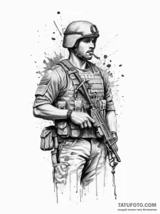 Tattoo sketch soldier with a key, tattoo flas... - эскиз тату (№1757074680_0, 05.09.2025 12:18) — Tatufoto.com