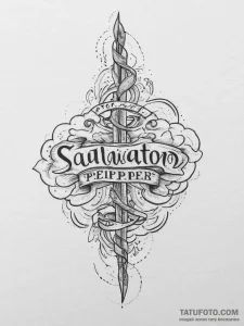 Tattoo sketch salvation lettering, artistic t... - эскиз тату (№1757075265_0, 05.09.2025 12:27) — Tatufoto.com