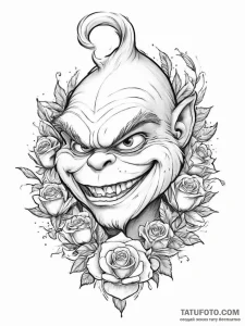 Tattoo sketch the grinch with a claw, concept... - эскиз тату (№1757076672_0, 05.09.2025 12:51) — Tatufoto.com