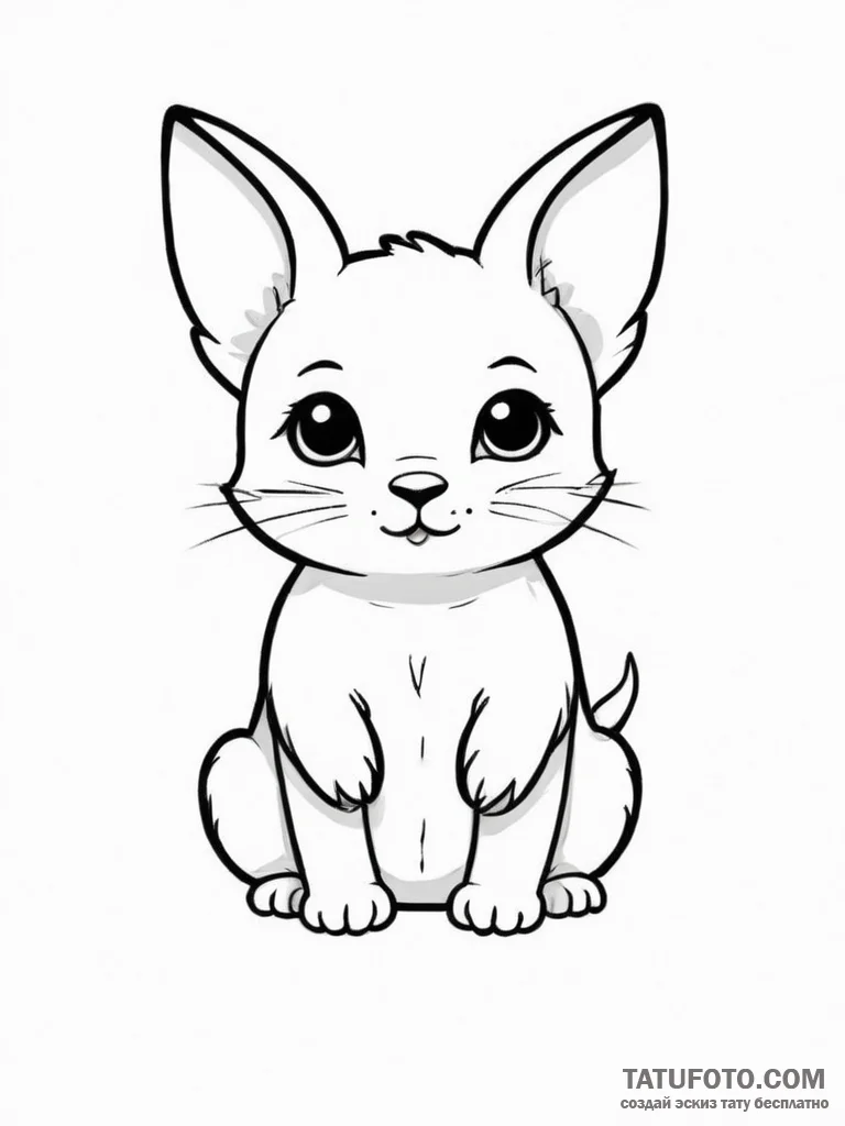 Tattoo sketch kawaii cute animal character, c... - эскиз тату (№1757077465_0, 05.09.2025 13:04) — Tatufoto.com