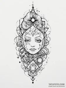 Tattoo sketch cosmic self, tattoo sketch desi... - эскиз тату (№1757078644_0, 05.09.2025 13:24) — Tatufoto.com