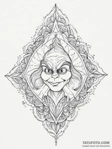 Tattoo sketch the grinch with a hand, tattoo... - эскиз тату (№1757080244_0, 05.09.2025 13:50) — Tatufoto.com