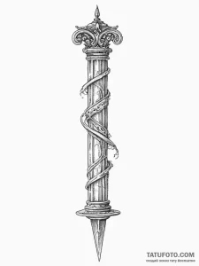 Tattoo sketch roman column with a sword, tatt... - эскиз тату (№1757081619_0, 05.09.2025 14:13) — Tatufoto.com
