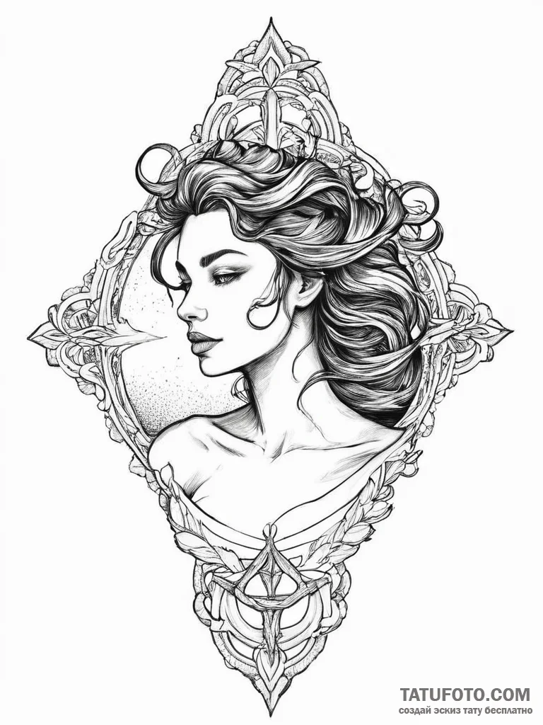Tattoo sketch siren tattoo, ink illustration... - эскиз тату (№1757082613_0, 05.09.2025 14:30) — Tatufoto.com