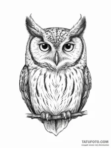 Tattoo sketch screech owl - эскиз тату (№1757083212_0, 05.09.2025 14:40) — Tatufoto.com