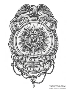Tattoo sketch police officer badge and handcu... - эскиз тату (№1757083610_0, 05.09.2025 14:46) — Tatufoto.com