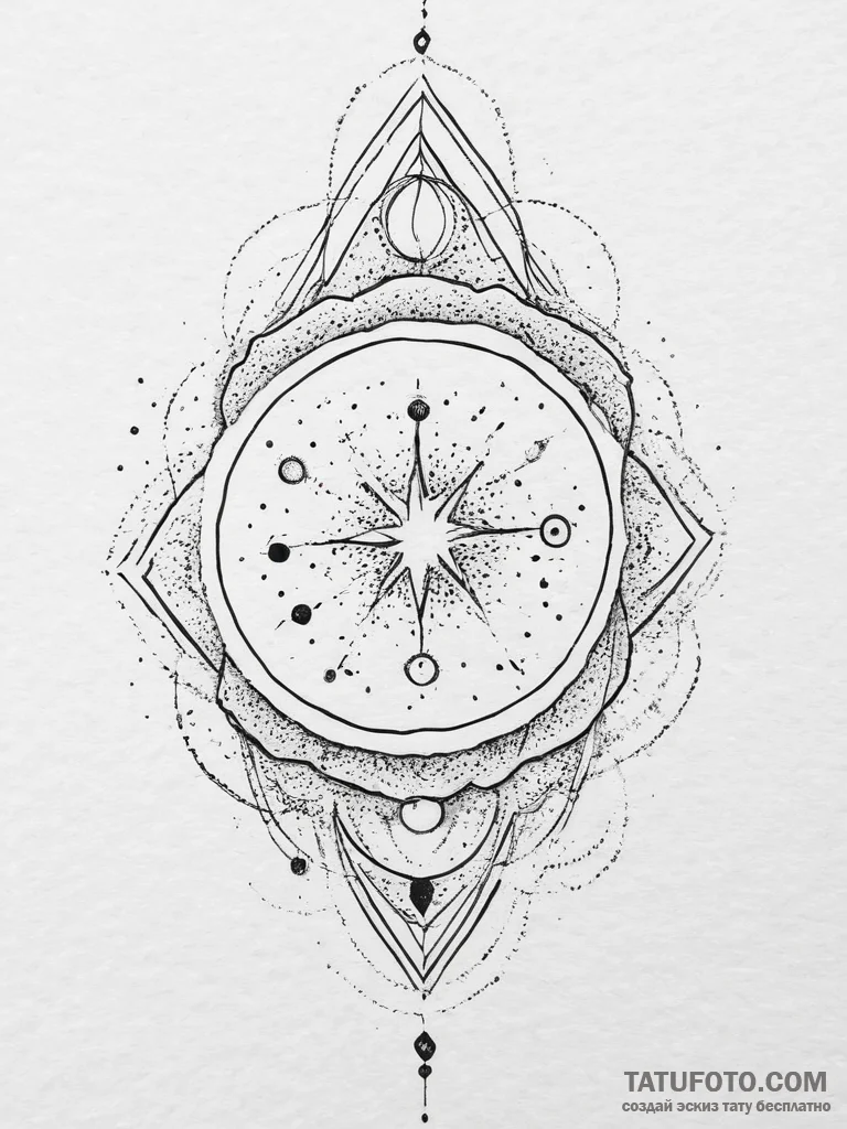 Tattoo sketch cosmic narrative, concept art f... - эскиз тату (№1757085186_0, 05.09.2025 15:13) — Tatufoto.com