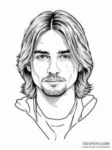 Tattoo sketch grunge kurt cobain portrait, ta... - эскиз тату (№1757085576_0, 05.09.2025 15:19) — Tatufoto.com