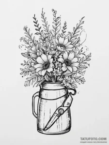 Tattoo sketch florist floral shears and vase,... - эскиз тату (№1757086574_0, 05.09.2025 15:36) — Tatufoto.com