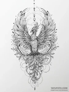 Tattoo sketch phoenix rising, tattoo flash sh... - эскиз тату (№1757087170_0, 05.09.2025 15:46) — Tatufoto.com