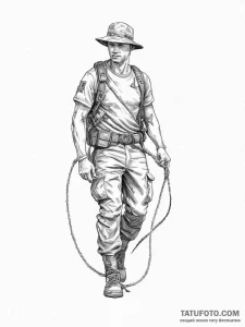 Tattoo sketch soldier with a rope, artistic t... - эскиз тату (№1757087783_0, 05.09.2025 15:56) — Tatufoto.com