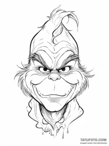 Tattoo sketch the grinch with a hair - эскиз тату (№1757088381_0, 05.09.2025 16:06) — Tatufoto.com