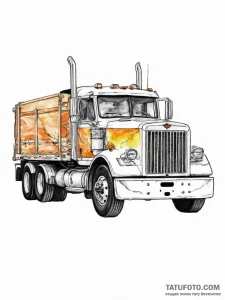 Tattoo sketch truck driver big rig truck, tat... - эскиз тату (№1757088586_0, 05.09.2025 16:09) — Tatufoto.com