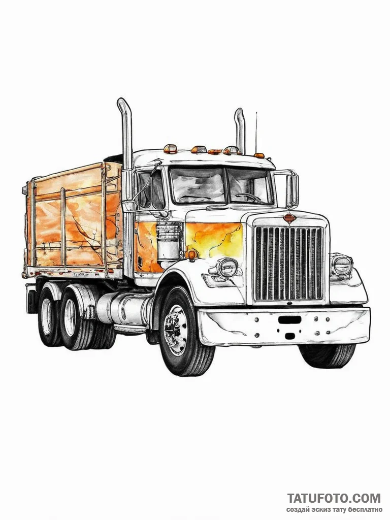 Tattoo sketch truck driver big rig truck, tat... - эскиз тату (№1757088586_0, 05.09.2025 16:09) — Tatufoto.com