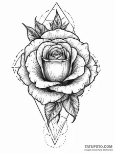 Tattoo sketch rose, tattoo line art, dotwork... - эскиз тату (№1757089393_0, 05.09.2025 16:23) — Tatufoto.com