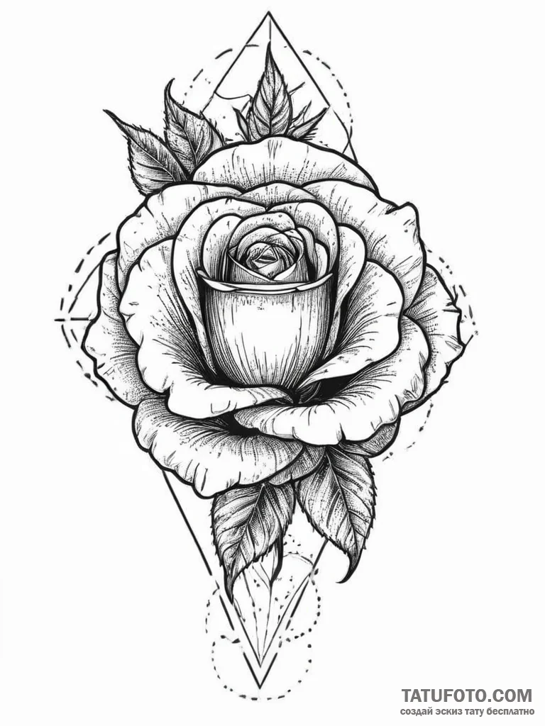 Tattoo sketch rose, tattoo line art, dotwork... - эскиз тату (№1757089393_0, 05.09.2025 16:23) — Tatufoto.com