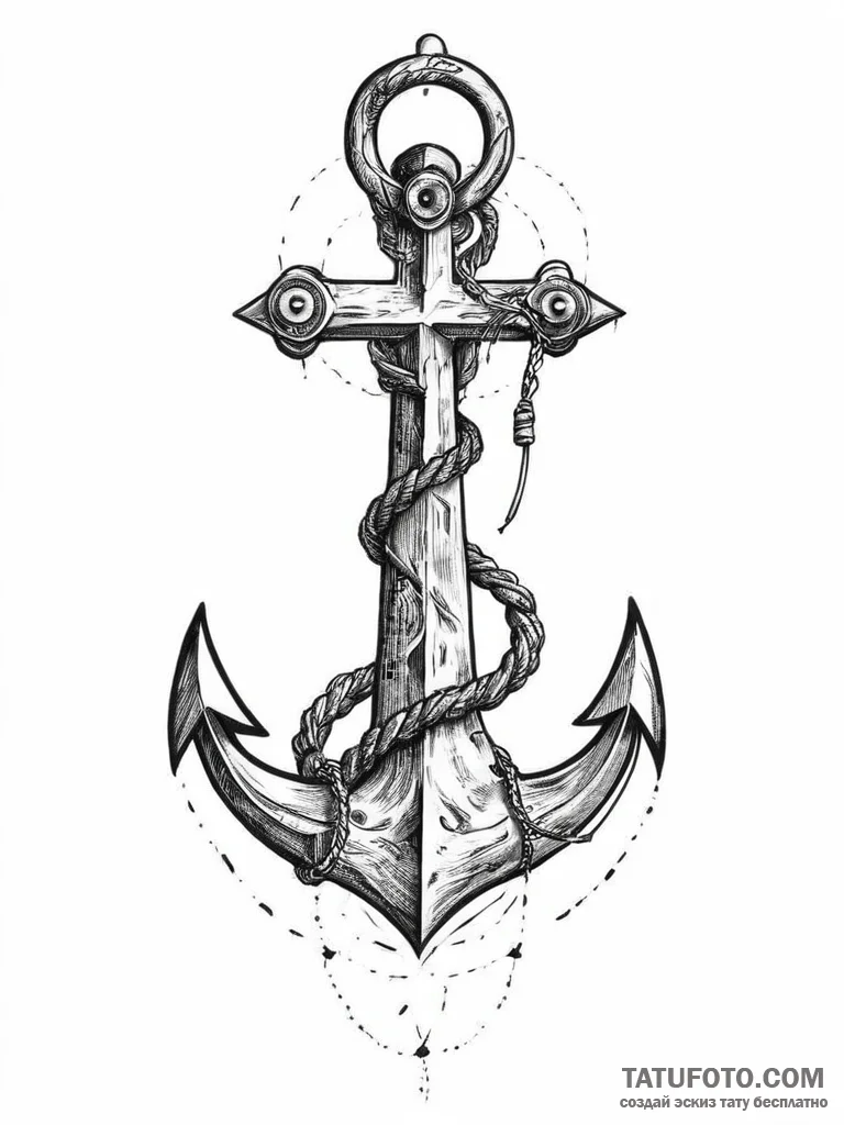 Tattoo sketch якорь, tattoo line art, old sch... - эскиз тату (№1757090602_0, 05.09.2025 16:43) — Tatufoto.com