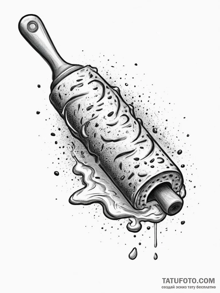Tattoo sketch baker rolling pin and flour, ta... - эскиз тату (№1757092212_0, 05.09.2025 17:10) — Tatufoto.com