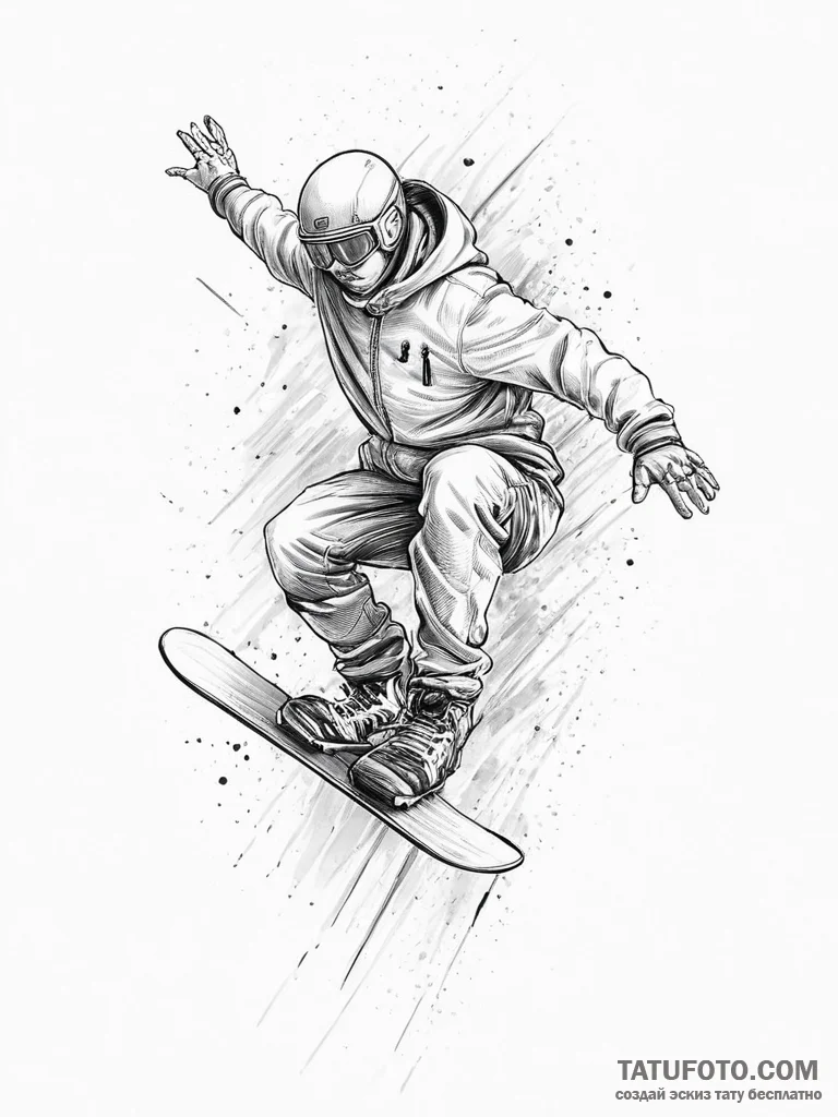 Tattoo sketch snowboarding person snowboardin... - эскиз тату (№1757094406_0, 05.09.2025 17:46) — Tatufoto.com