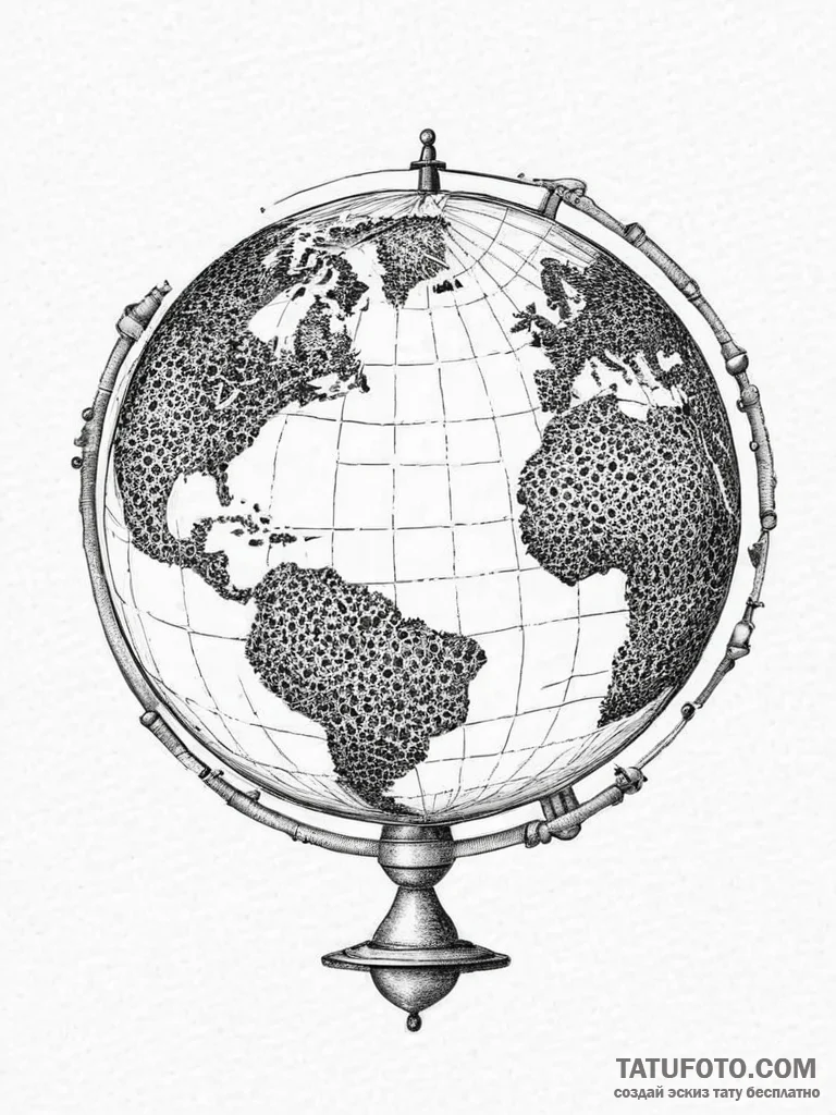 Tattoo sketch globe, artistic tattoo sketch,... - эскиз тату (№1757095004_0, 05.09.2025 17:56) — Tatufoto.com