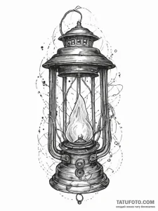 Tattoo sketch old lantern with a light, ink i... - эскиз тату (№1757095410_0, 05.09.2025 18:03) — Tatufoto.com