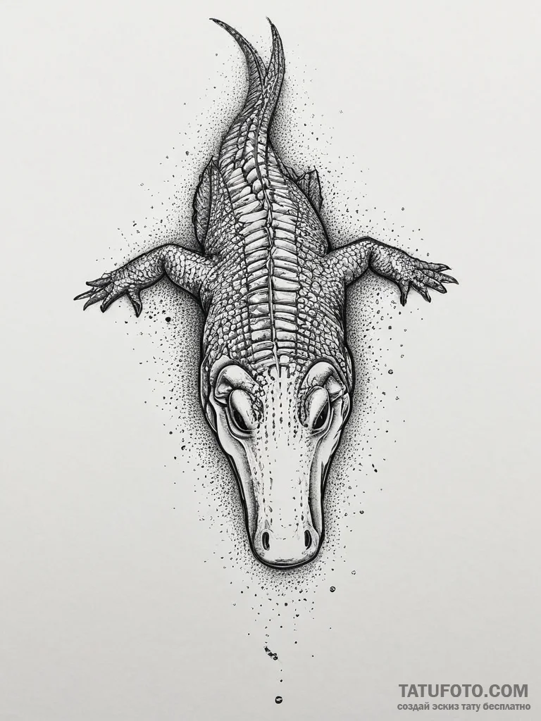 Tattoo sketch alligator gar, artistic tattoo... - эскиз тату (№1757095820_0, 05.09.2025 18:10) — Tatufoto.com