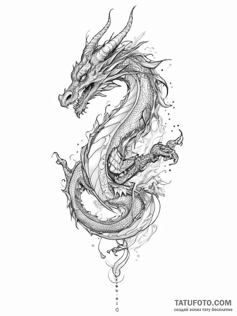 Tattoo sketch dragon - эскиз тату (№1757096024_0, 05.09.2025 18:13) — Tatufoto.com