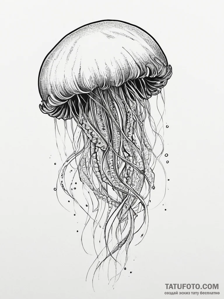 Tattoo sketch jellyfish tattoo, tattoo line a... - эскиз тату (№1757097232_0, 05.09.2025 18:33) — Tatufoto.com