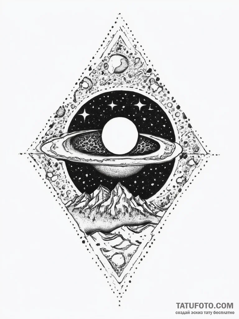 Tattoo sketch cosmic past, tattoo sketch desi... - эскиз тату (№1757097631_0, 05.09.2025 18:40) — Tatufoto.com