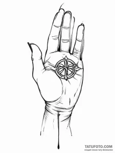 Tattoo sketch hands with a symbol, ink illust... - эскиз тату (№1757101264_0, 05.09.2025 19:41) — Tatufoto.com