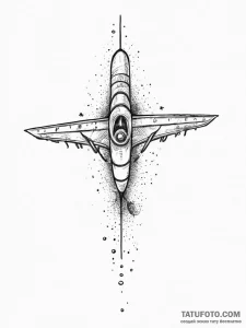 Tattoo sketch cosmic plane, ink illustration... - эскиз тату (№1757102664_0, 05.09.2025 20:04) — Tatufoto.com