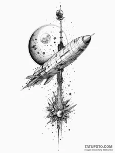 Tattoo sketch apollo 11 spacecraft with the m... - эскиз тату (№1757103866_0, 05.09.2025 20:24) — Tatufoto.com