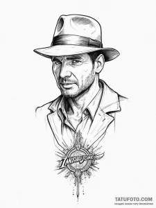 Tattoo sketch indiana jones silhouette, tatto... - эскиз тату (№1757105278_0, 05.09.2025 20:47) — Tatufoto.com