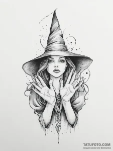 Tattoo sketch hands with a witch - эскиз тату (№1757106092_0, 05.09.2025 21:01) — Tatufoto.com
