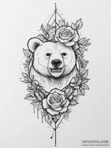Tattoo sketch soldier with a bear, tattoo lin... - эскиз тату (№1757106686_0, 05.09.2025 21:11) — Tatufoto.com