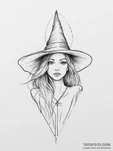Tattoo sketch witch, tattoo line art, linewor... - эскиз тату (№1757108075_0, 05.09.2025 21:34) — Tatufoto.com