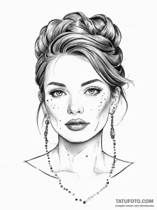 Tattoo sketch divine portrait, tattoo line ar... - эскиз тату (№1757112092_0, 05.09.2025 22:41) — Tatufoto.com