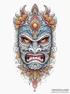 Tattoo sketch polynesian tiki mask, tattoo dr... - эскиз тату (№1757112292_0, 05.09.2025 22:44) — Tatufoto.com