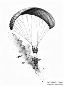 Tattoo sketch paragliding a person with a par... - эскиз тату (№1757112688_0, 05.09.2025 22:51) — Tatufoto.com