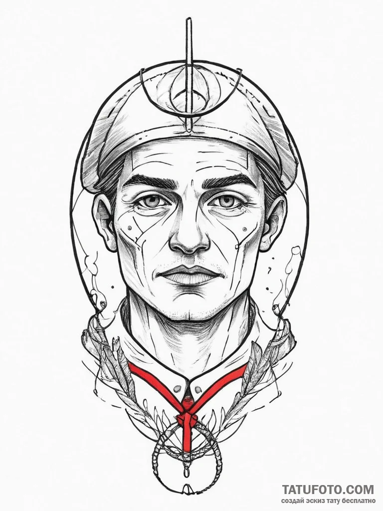 Tattoo sketch face, ink illustration for tatt... - эскиз тату (№1757113305_0, 05.09.2025 23:01) — Tatufoto.com